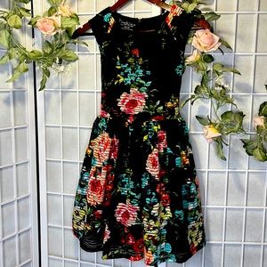Pippa & Julie Black Floral Kids Dress